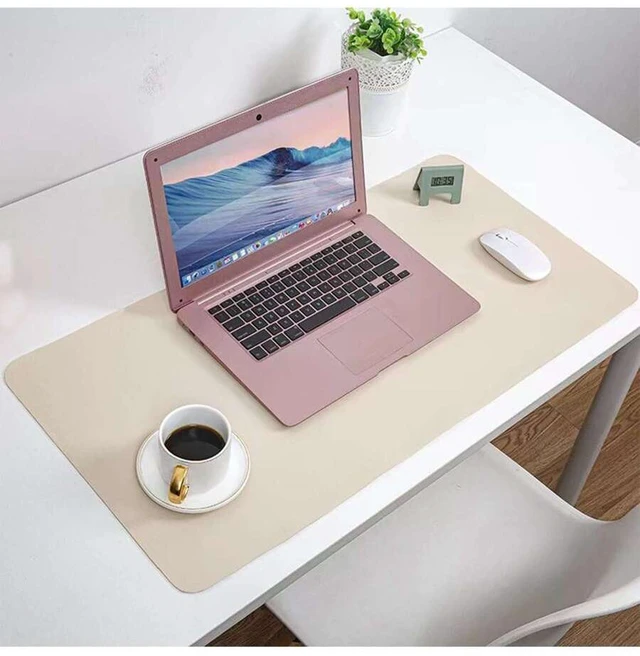 Alt view image 3 of 7 - Bks PU Leather Desk Mat Thickened Water Resistant High Temperature Easy Clean Black White Smog Blue Pink Apricot Mint Green Gaming Mouse Pad