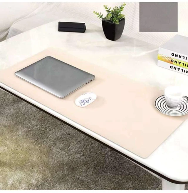 Alt view image 4 of 7 - Bks PU Leather Desk Mat Thickened Water Resistant High Temperature Easy Clean Black White Smog Blue Pink Apricot Mint Green Gaming Mouse Pad