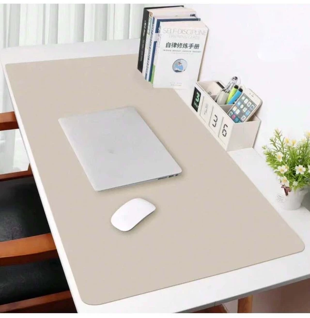 Alt view image 5 of 7 - Bks PU Leather Desk Mat Thickened Water Resistant High Temperature Easy Clean Black White Smog Blue Pink Apricot Mint Green Gaming Mouse Pad