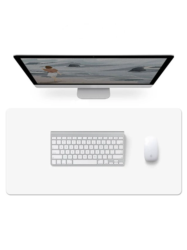 Alt view image 7 of 7 - Bks PU Leather Desk Mat Thickened Water Resistant High Temperature Easy Clean Black White Smog Blue Pink Apricot Mint Green Gaming Mouse Pad