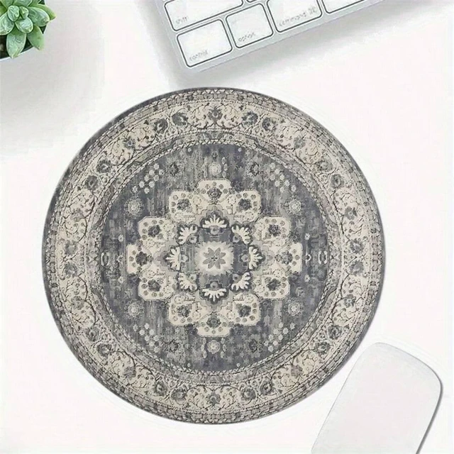 Main image of Bks Bohemian Pattern Circular Mouse Pad - Non Slip Rubber Base, Compact 7.87 Inch Diameter - Perfect For Daily Office Use