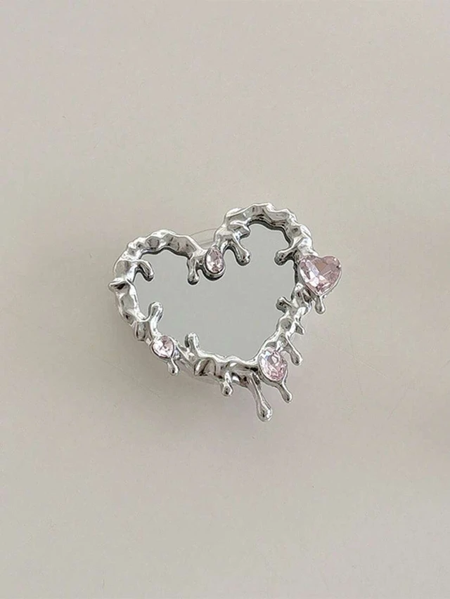 Alt view image 7 of 7 - Bks Rhinestone Phone Grip Stand Holder, Asymmetric Butterfly Heart Design, Retractable Adhesive Mount for Smartphones