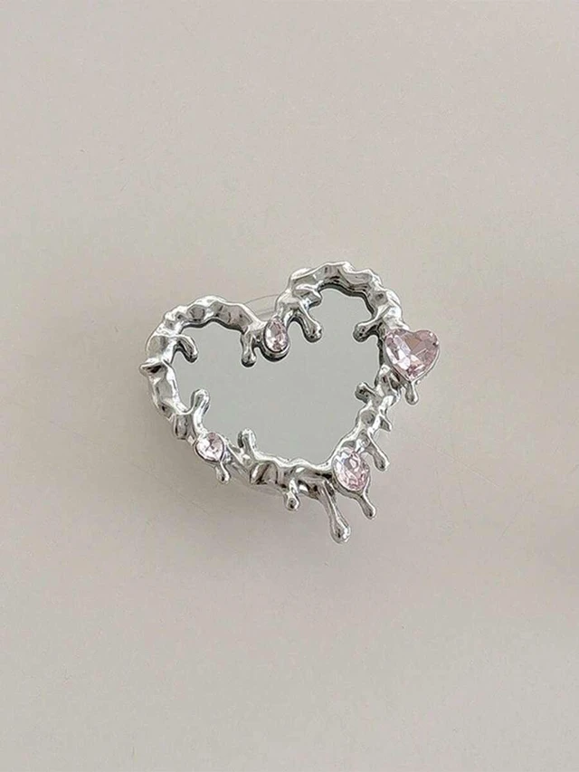 Main image of Bks Rhinestone Phone Grip Stand Holder, Asymmetric Butterfly Heart Design, Retractable Adhesive Mount for Smartphones