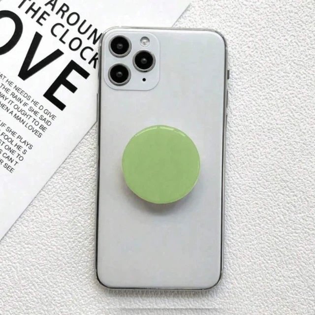Main image of Bks Solid Color Expandable Phone Stand, Foldable Transparent Holder for iPhone Android, Dopamine Colors Desktop Mobile Device Support