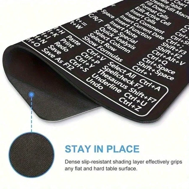 Alt view image 4 of 7 - Bks Office Shortcut Key Mouse Pad, Non-Slip Rubber Base with Word Excel Cheat Sheet, Thickened Locked Edge Mat for Home Office Productivity