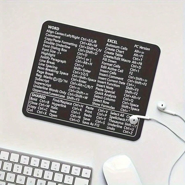 Alt view image 5 of 7 - Bks Office Shortcut Key Mouse Pad, Non-Slip Rubber Base with Word Excel Cheat Sheet, Thickened Locked Edge Mat for Home Office Productivity