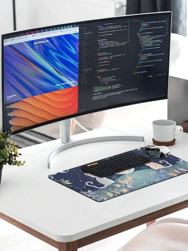 Alt view image 3 of 5 - Bks Gaming Mouse Pad Large Extended Desk Mat Non-Slip Base Anti-Fray Stitched Edges For PC Gamers Streamers
