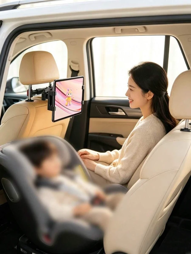 Alt view image 4 of 7 - Bks Car Headrest Tablet Holder, 360 Rotating Telescopic Mount, ABS Aluminum Silicone, Compatible with Tablets and Smartphones