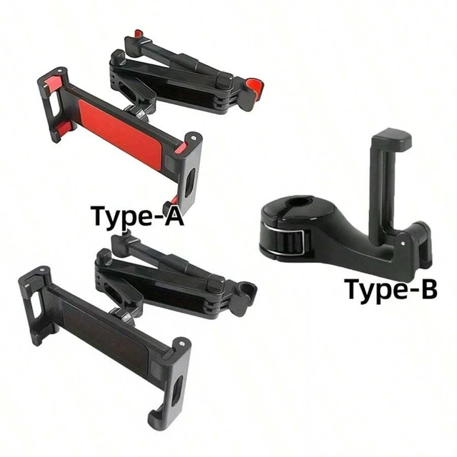 Alt view image 6 of 7 - Bks Car Headrest Tablet Holder, 360 Rotating Telescopic Mount, ABS Aluminum Silicone, Compatible with Tablets and Smartphones