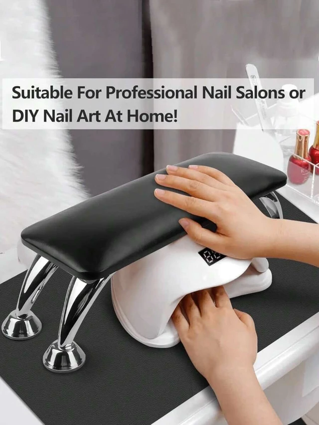 Alt view image 5 of 7 - Bks Large Foldable Nail Desk Mat & Wrist Rest Pad, Soft PU Leather Manicure Hand Rest for Salon Home Care Tools