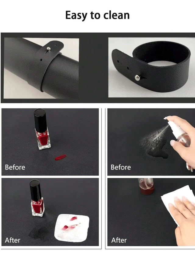 Alt view image 6 of 7 - Bks Large Foldable Nail Desk Mat & Wrist Rest Pad, Soft PU Leather Manicure Hand Rest for Salon Home Care Tools