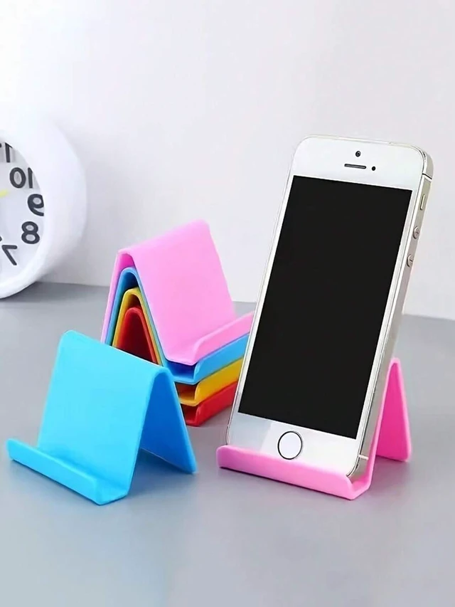 Alt view image 2 of 7 - Bks 2pcs Integrated Desk Mobile Phone Holder Stand for Bedside Tablet Watching Movies Creative Design Multicolor