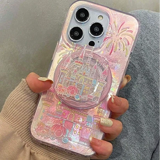 Alt view image 4 of 7 - Bks Pink Castle-Shaped Magnetic Retractable Phone Holder, Girlish Style Gift for Women, Travel Essential Phone Accessory