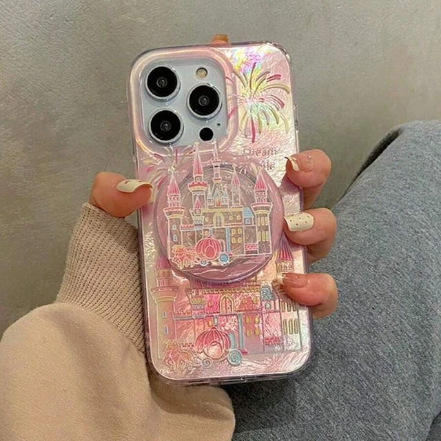 Alt view image 5 of 7 - Bks Pink Castle-Shaped Magnetic Retractable Phone Holder, Girlish Style Gift for Women, Travel Essential Phone Accessory
