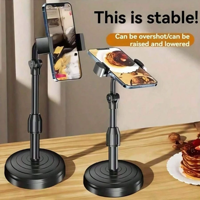 Alt view image 2 of 7 - Bks Adjustable Desk Cellphone Live Streaming Tripod Stand, Portable Webcam Holder With Counterweight Plate, Universal Free-Adjustable Stand Compatible With IPhone Android Phone
