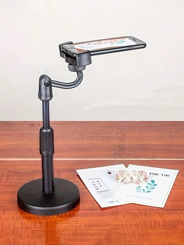Alt view image 5 of 7 - Bks Adjustable Desk Cellphone Live Streaming Tripod Stand, Portable Webcam Holder With Counterweight Plate, Universal Free-Adjustable Stand Compatible With IPhone Android Phone