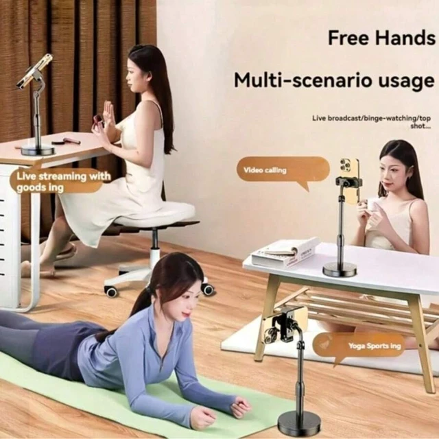 Alt view image 6 of 7 - Bks Adjustable Desk Cellphone Live Streaming Tripod Stand, Portable Webcam Holder With Counterweight Plate, Universal Free-Adjustable Stand Compatible With IPhone Android Phone