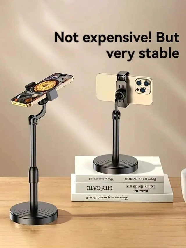 Alt view image 3 of 7 - Bks Adjustable Desk Cellphone Live Streaming Tripod Stand, Portable Webcam Holder With Counterweight Plate, Universal Free-Adjustable Stand Compatible With IPhone Android Phone