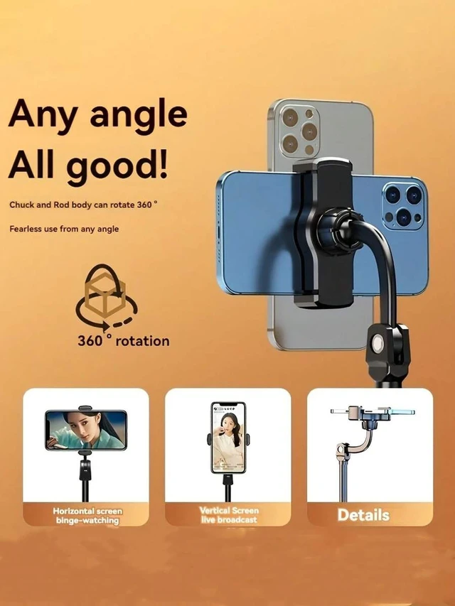 Alt view image 7 of 7 - Bks Adjustable Desk Cellphone Live Streaming Tripod Stand, Portable Webcam Holder With Counterweight Plate, Universal Free-Adjustable Stand Compatible With IPhone Android Phone