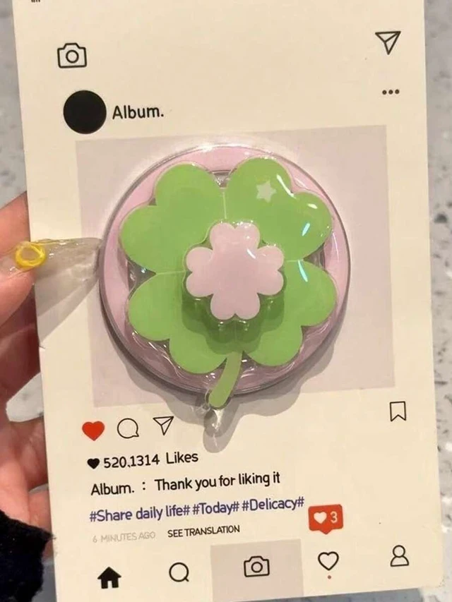 Alt view image 2 of 7 - Bks Rotating Magnetic Phone Holder with Fresh Green Leaf Design, Extendable Portable Desktop Stand for Holiday Gift