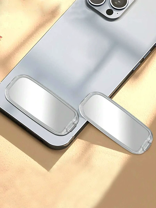 Alt view image 7 of 7 - Bks Transparent Acrylic Phone Stand Holder With Makeup Mirror Case Compatible iPhone Android Gift