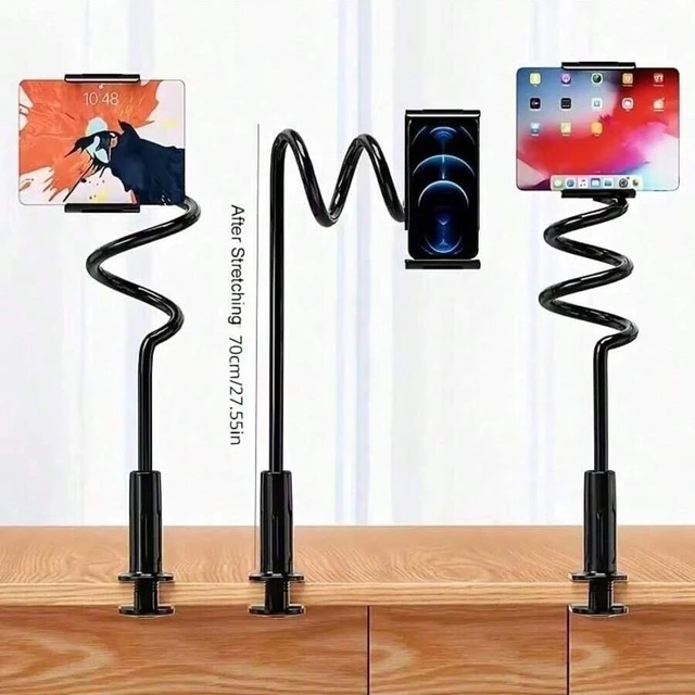 Alt view image 2 of 7 - Bks Gooseneck Tablet and Phone Holder, Thickened Flexible Arm Stand for Bed Desk Sofa, 360 Rotating Resin Mount Compatible with iPad Kindle Switch Galaxy Tabs
