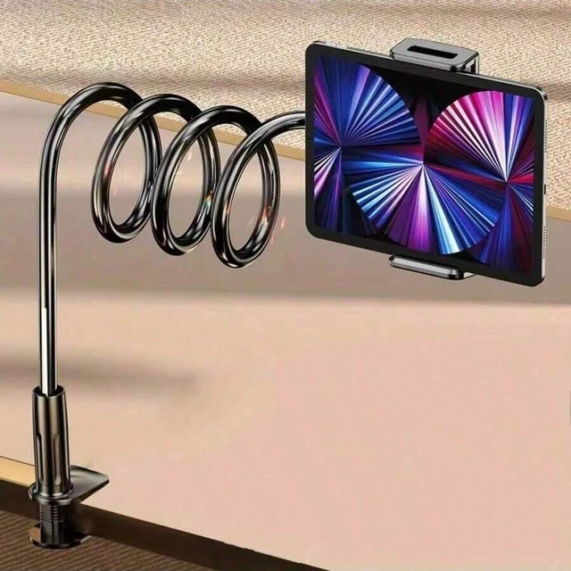 Alt view image 3 of 7 - Bks Gooseneck Tablet and Phone Holder, Thickened Flexible Arm Stand for Bed Desk Sofa, 360 Rotating Resin Mount Compatible with iPad Kindle Switch Galaxy Tabs
