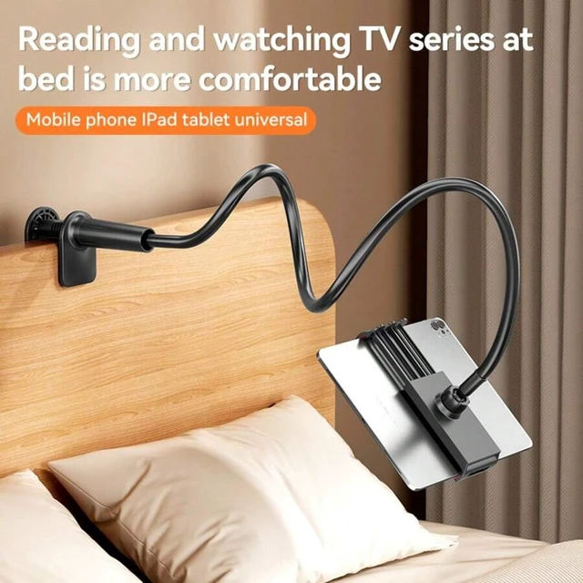 Alt view image 7 of 7 - Bks Gooseneck Tablet and Phone Holder, Thickened Flexible Arm Stand for Bed Desk Sofa, 360 Rotating Resin Mount Compatible with iPad Kindle Switch Galaxy Tabs