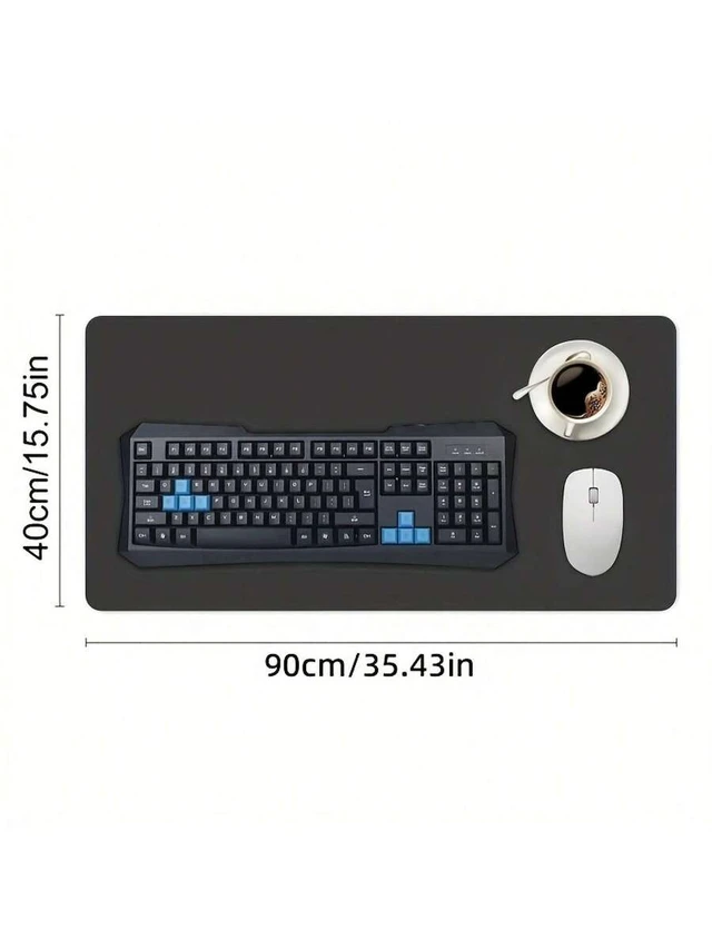 Alt view image 3 of 6 - Bks Black Desk Mat, Large Mouse Pad For Desk, Anti-Slip Big Mousepad With Stitched Edges, Computer Pad For Desktop