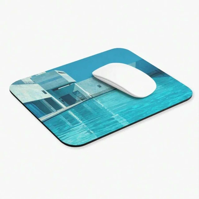 Alt view image 3 of 7 - Bks Turquoise Swimming Pool Mouse Pad 9.84x11.81in Polyester Fabric Non-Slip Rubber Base Office Desk Gaming Accessory
