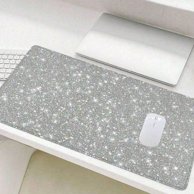 Main image of Bks Glitter Large Gaming Mouse Pad, Office Desk Accessories, Non-Slip Rubber Base Stitched Edge Desk Pad For Desk Laptop Desktop, Desktop Accessory, Gift For Friend