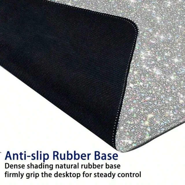Alt view image 5 of 6 - Bks Glitter Large Gaming Mouse Pad, Office Desk Accessories, Non-Slip Rubber Base Stitched Edge Desk Pad For Desk Laptop Desktop, Desktop Accessory, Gift For Friend