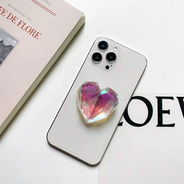 Alt view image 3 of 7 - Bks Laser Heart-Shaped Phone Grip Stand, Slouchy Airbag Adhesive Expandable Desktop Holder Compatible With iPhone Android