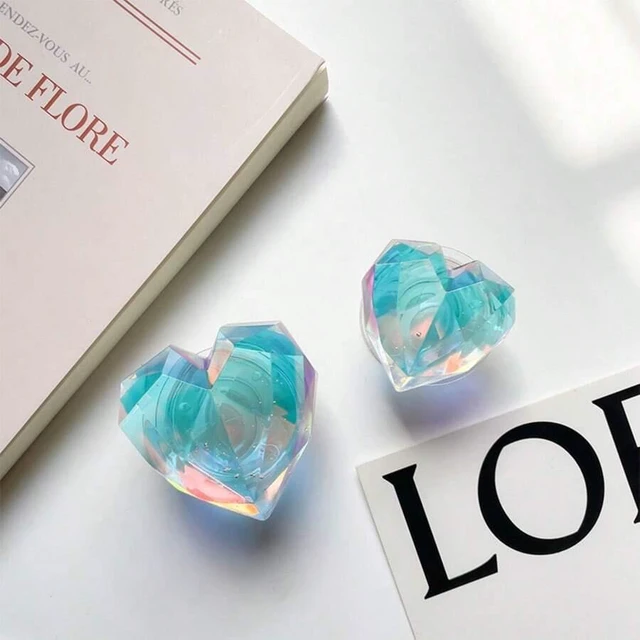 Alt view image 6 of 7 - Bks Laser Heart-Shaped Phone Grip Stand, Slouchy Airbag Adhesive Expandable Desktop Holder Compatible With iPhone Android