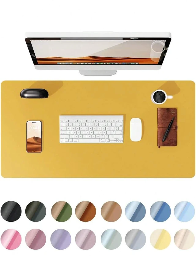 Main image of Bks Large Leather Desk Pad, Waterproof Mouse Mat, Non-Slip PU Office Blotter, Home Writing Surface for Laptop and Keyboard