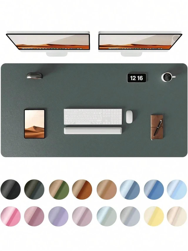 Main image of Bks Large Leather Desk Pad, Waterproof Mouse Mat, Non-Slip PU Office Blotter, Home Writing Surface for Laptop and Keyboard