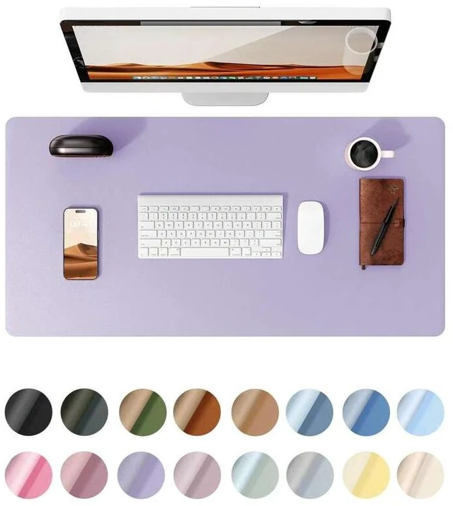 Alt view image 2 of 7 - Bks Large Leather Desk Pad, Waterproof Mouse Mat, Non-Slip PU Office Blotter, Home Writing Surface for Laptop and Keyboard