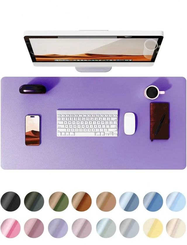 Alt view image 3 of 7 - Bks Large Leather Desk Pad, Waterproof Mouse Mat, Non-Slip PU Office Blotter, Home Writing Surface for Laptop and Keyboard