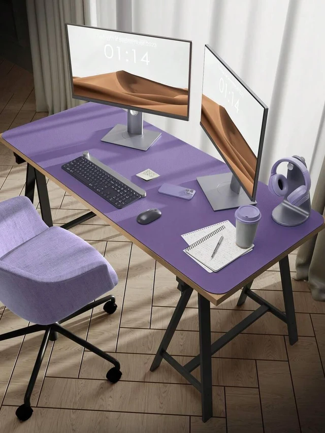 Alt view image 4 of 7 - Bks Large Leather Desk Pad, Waterproof Mouse Mat, Non-Slip PU Office Blotter, Home Writing Surface for Laptop and Keyboard