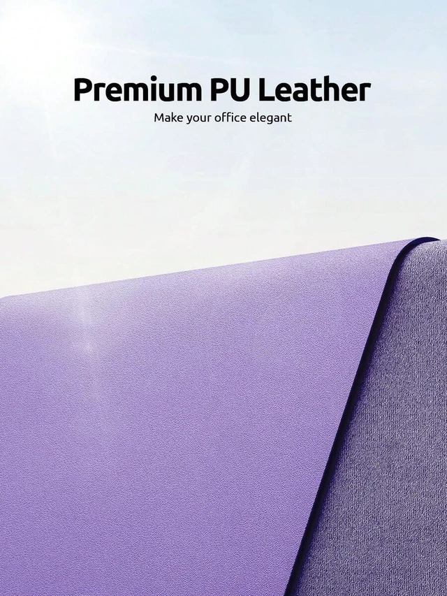 Alt view image 5 of 7 - Bks Large Leather Desk Pad, Waterproof Mouse Mat, Non-Slip PU Office Blotter, Home Writing Surface for Laptop and Keyboard