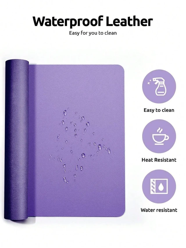 Alt view image 7 of 7 - Bks Large Leather Desk Pad, Waterproof Mouse Mat, Non-Slip PU Office Blotter, Home Writing Surface for Laptop and Keyboard