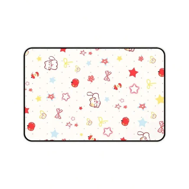 Alt view image 5 of 7 - Bks Kawaii Cat Strawberry Desk Mat | Pastel Pink Stars Mouse Pad | Neoprene Office Accessory | Smooth Surface for Gaming