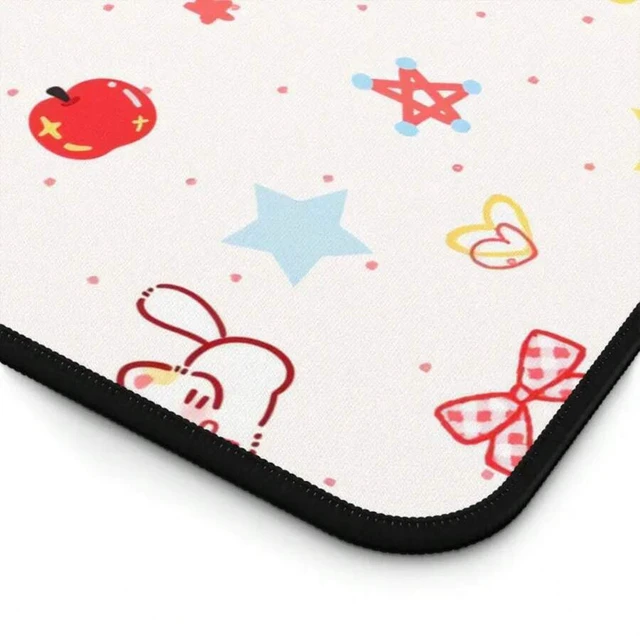 Alt view image 6 of 7 - Bks Kawaii Cat Strawberry Desk Mat | Pastel Pink Stars Mouse Pad | Neoprene Office Accessory | Smooth Surface for Gaming