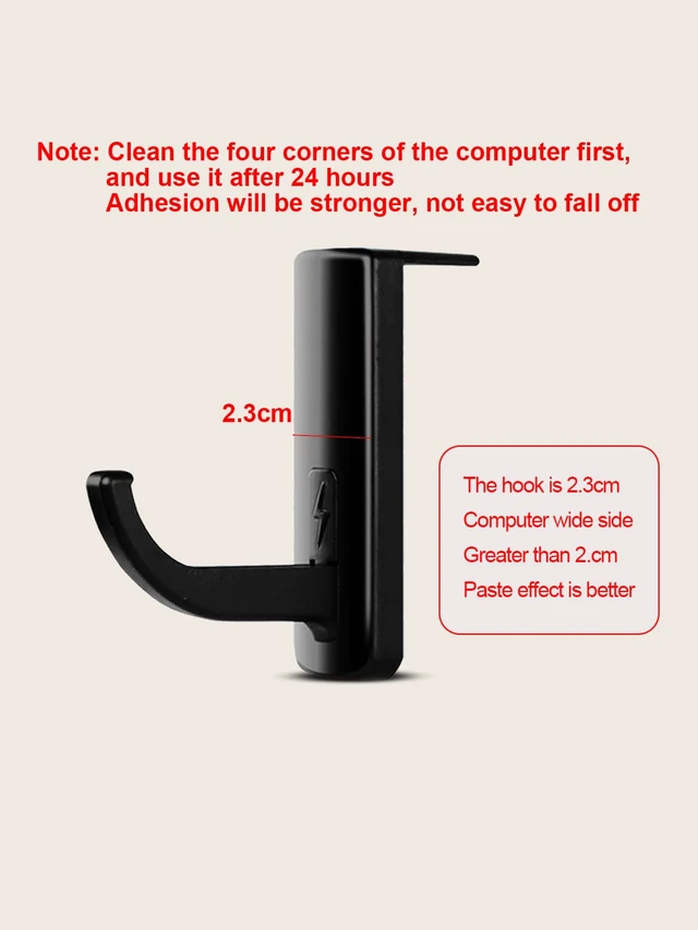 Alt view image 4 of 7 - Bks Headphone Stand Hook Hanger for Over-Ear Headphones, Monitor Desk Wall Game Storage Rack, Compact Sturdy Headset Holder Saves Space