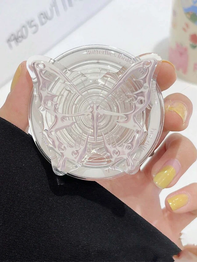 Alt view image 6 of 7 - Bks Magnetic Phone Holder Stand with Lace Floral Mirror Design, Air Cushion Snap Extension for iPhone and Android Devices