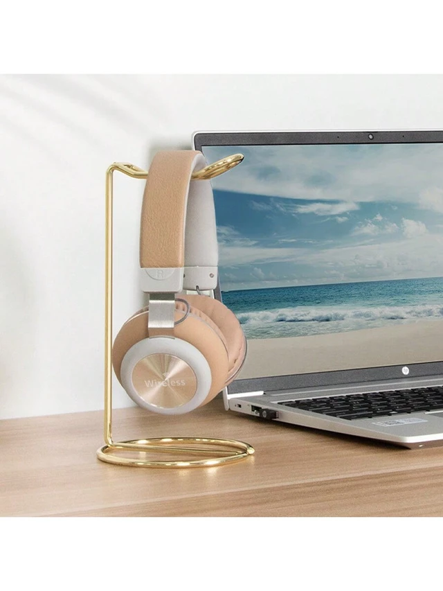 Alt view image 3 of 7 - Bks Desktop Metal Headphone Stand Holder, Gold Rose Gold Silver Finish, Universal Compatibility for Gaming PC Desk Organizer