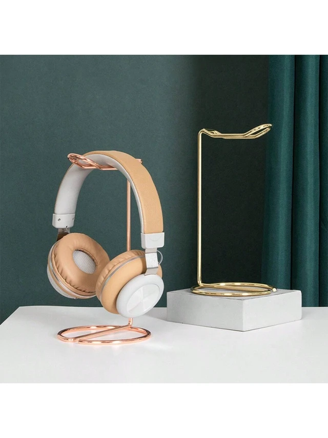 Alt view image 6 of 7 - Bks Desktop Metal Headphone Stand Holder, Gold Rose Gold Silver Finish, Universal Compatibility for Gaming PC Desk Organizer