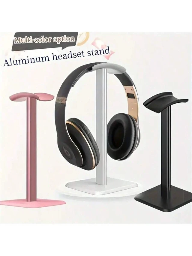 Alt view image 2 of 7 - Bks Premium Aluminum Headphone Stand Sturdy Tilted Design Fits All Music Headphones Classic Style Available In Black White Or Pink No Charging Required