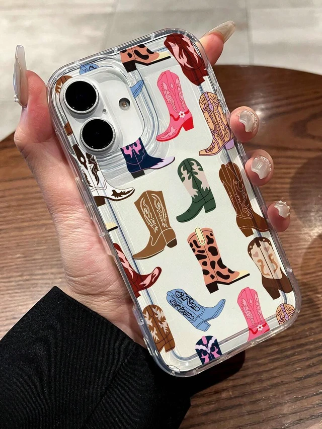Alt view image 4 of 7 - Bks Western Style Shockproof Fashion Phone Case Western Cowboy Western Cowboy Boots Printed Clear Phone Case With Apple 16/11/12/13/14/15/15Pro/15Plus/15ProMax/7Plus/8Plus/X/XSMax/XR/11Pro/12Pro/13Pro