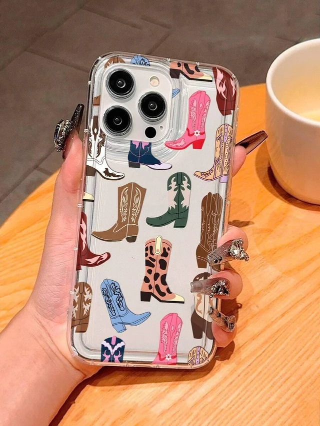 Alt view image 5 of 7 - Bks Western Style Shockproof Fashion Phone Case Western Cowboy Western Cowboy Boots Printed Clear Phone Case With Apple 16/11/12/13/14/15/15Pro/15Plus/15ProMax/7Plus/8Plus/X/XSMax/XR/11Pro/12Pro/13Pro